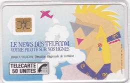TELECARTE 50 U @ NEWS DES TELECOM - LORRAINE - 50 000 Ex @ 06/1989 - 1989