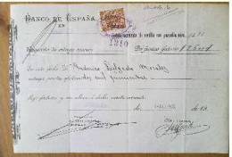 F54-SELLO FISCAL 1905  DOCUMENTO BANCO ESPAÑA MURCIA.SELLO SOBRE DOCUMENTO COMPLETO DEL BANCO DE ESPAÑA EN MURCIA ,SELLO - Fiscales