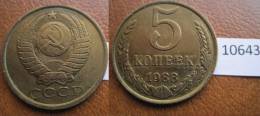 Rusia  5  Kopeck , Centimos 1988 - Otros – Europa