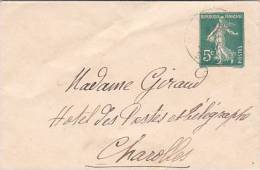 ENTIER POSTAUX ENVELOPPE  N°137 Dos N°225 ADRESSE MADAME GIRAUD HOTEL DES POSTES CHAROLLES - Buste Postali E Su Commissione Privata TSC (ante 1995)