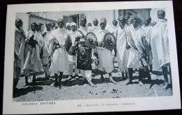 CARTOLINA-COLONIA ETIOPIA - MISSIONARIA- 1910 CIRCA-  GUERRIERI FANTASIA ASMARA - Etiopia