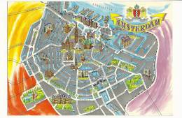 Cp, Carte Géographique, Amsterdam (Pays-Bas), Voyagée 1972 - Carte Geografiche