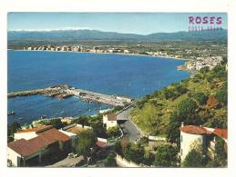 Cp, Espagne, Rosas, Panorama, Le Port Et Les Pyrénées, Voyagée - Gerona