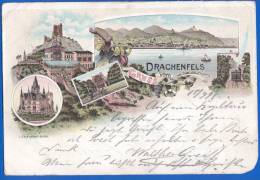 Deutschland; Königswinter; Drachenfels; Litho; Gruss Aus AK; 1898 - Koenigswinter