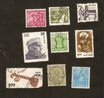 R9-1-2. India, LOT Set Of 9 - Agriculture Farming 1971 1979 1980 Flora Cotton Flower Plant 1976 Asokan Lion Nehru Etc. - Lots & Serien