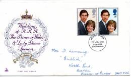GREAT BRITAIN 1981 FDC THE ROYAL WEDDING - 1981-1990 Em. Décimales