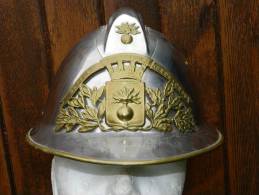 SUPERBE CASQUE ADRIAN POMPIER  1926 :  VILLE  De  MONTMACHOUX  !!!!!!! - Feuerwehr