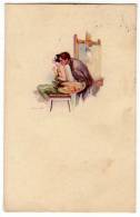 ILLUSTRATORS S. BOMPARD ITALY ART DECO A COUPLE Nr. 581-2  OLD POSTCARD 1927. - Bompard, S.