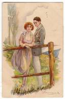 ILLUSTRATORS S. BOMPARD ITALY ART DECO A COUPLE Nr. 609-2  OLD POSTCARD 1923. - Bompard, S.