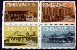 Zimbabwe 1980 75th Anniv Post Office Savings Bank, Block Of 4 - Zimbabwe (1980-...)
