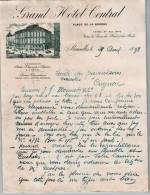 Entête  29/04/1898  -  BRUXELLES  Belgique )  -  Grand  Hôtel  Central    Pour La Société Des Propriétaires  VINICOLES - 1800 – 1899