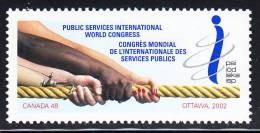 Canada MNH Scott #1958 48c Four Arms Pulling Rope - Public Services International Congress - Unused Stamps