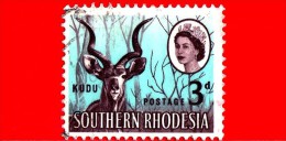 RHODESIA  - Usato - 1966 - Rhodesia Del Sud - Animali - Kudu - 3 - Rodesia Del Sur (...-1964)