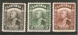 SARAWAK 1941 2c, 3c, 6c COLOUR CHANGES SG 107a, 108a, 111a MOUNTED MINT Cat £20.75 - Sarawak (...-1963)