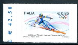 ITALIA / ITALY 2010** - Giochi Olimpici Invernali "Vancouver 2010" -  1 Val. Autoadesivo Come Da Scansione - Invierno 2010: Vancouver