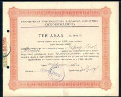 6K165 Share Action Aktie 3000 Lv. SOFIA 1947 Bread COOPERATION Liberation REVENUE Bulgaria Bulgarie Bulgarien Bulgarije - Industrie