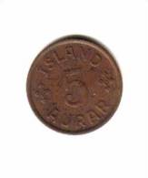 ICELAND    5  AURAR  1926  (KM# 7.1) - Iceland