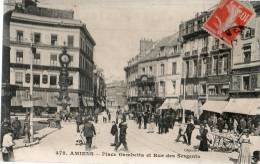 80...SOMME...AMIENS..PLACE GAMBETTA ET RUE SERGENTS........ECRIT E . . ... . ‹(•¿• )› - Amiens