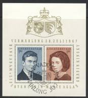 1967 Liechtenstein Used Souvenir Sheet Of The Marriage Of Prince Adam Michel Block # 7 #rs478-479 - Blocs & Feuillets