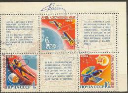 Space. USSR 1968. Cosmonaut Day. Michel 3480-82. USED. SIGNED BY COSMONAUT GHERMAN TITOV. - Europe