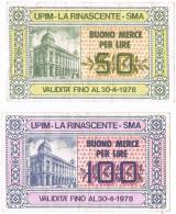 Italia Coppia 2 Rari Miniassegni UPIM-LA RINASCENTE Con Validità Sino Al 30.4.1978 Circolati -Condizioni Buone Come Foto - [10] Checks And Mini-checks