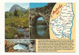 Cp, Carte Géographique, Département De L´Ardèche, Voyagée 1986 - Carte Geografiche