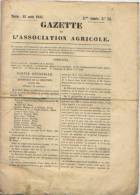 Gazette De L´association Agricole, 1845, Cultures En Sardaigne, Sardegna, Vignes Dans Le Montferrat, Guano, Baron Crud - 1800 - 1849