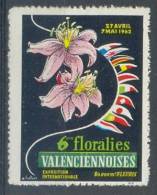 FRANCE :1962: Vignette/Cinderella ##6ièmes FLORALIES VALENCIENNES## FLORA,FLEURS,FLOWERS,VALENCIENNE, - Tourisme (Vignettes)