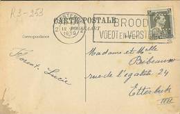 BELGIË/BELGIQUE :1939: Perfin Op Gelopen Briefkaart/Timbre Perforé Sur Carte Postale Voyagée : ## F T ## : ZEEBRUGGE, - 1934-51