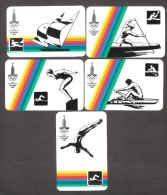 USSR (Russia)  5 Mini Calendars  Olympic 1980 Water Sports: Swimming, Sailing, Pulling - Kleinformat : 1971-80