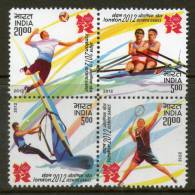 India 2012 London Olympic Games Badminton Sailing Rowing Handball Sport Se-tenant 4v MNH - Verano 2012: Londres