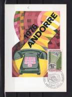 ANDORRE CM De 1976 N° YT  252 " 100 ANS DE LA PREMIERE LIAISON TELEPHONIQUE " Voir Scan + Prix Dégressif ! - Cartes-Maximum (CM)