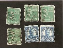 OS.17-1. United States Postage, USA, LOT Set Of 6 - Roosevelt  5 Cents - 1938 James Garfield 20 Cents - Sammlungen