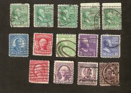 Z12-6-7. United States, USA, LOT Set Of 14 - 1938 James Garfield Thomas Jefferson Lincoln Roosevelt Georges Washington - Collezioni & Lotti