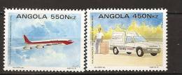 Angola 1992 N° 882 / 3 ** Service Postal Express, Automobile, Voiture Postale, EMS, Utilitaire, Avion - Angola