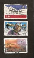 OS.16-5. USA, LOT Set Of 3 - Air Mail 1991 Harriet Quimby Pioneer Pilot 1974 Shrine Of Democracy 2000 - 3a. 1961-… Used