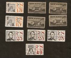 Z13-1-2. USA, LOT Set Of 10 - AIR MAIL 1947 10 C - Let Freedom Ring - Liberty For All - Lincoln - 2a. 1941-1960 Afgestempeld