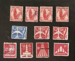 Z13-3-4. USA, LOT Set Of 11 - AIR MAIL - Plane - Eagle In Flight - 2a. 1941-1960 Gebraucht