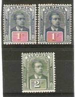 SARAWAK 1918 1c, 1c, 2c SG 50, 50a, 51 MOUNTED MINT Cat £7 - Sarawak (...-1963)