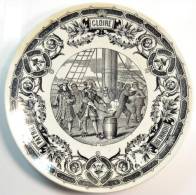 Ancienne Assiette Sarreguemines Jean-Bart, Gloire Honneur Patrie. Bateau / Navire - Sarreguemines (FRA)