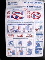 2 Scans, Boeing B737 Safety Instructions / Consignes De Sécurité, Estonian Air Estonia, Safety Card - Scheda Di Sicurezza