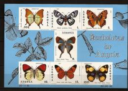 Angola 1981 N° BF 6 ** Animaux, Papillons, Charaxes, Abantis, Catacroptera, Myrina, Colotis, Acraea Acrita, Precis Hiert - Angola