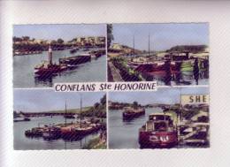 78 CONLANS-SAINTE-HONORINE Péniche " YVONNE  P12487F " à Quai Remorqueur Marinier Batellerie Publicité SHELL - Conflans Saint Honorine