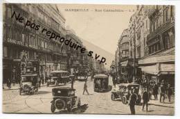 - 39 - Marseille, Rue Cannebière -  Belle Animation, Voitures Anciennes, Autocar, Magnifique, 1929, TBE, - Canebière, Centre Ville