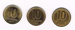 ARGENTINA  3 X 10  CENTAVOS  1992/1993/2004 - Argentinië