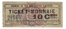 1917 // Algérie // Bon De Nécessité // Chemin De Fer // 10 Cts - World