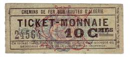 1917 // Algérie // Bon De Nécessité // Chemin De Fer // 10 Cts - Algeria