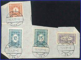 AUSTRIA: FRANCOBOLLI SEGNATASSE ANNO 1922 + FRANCOBOLLO PER GIORNALI N. 64 - ANNULLO: LINZ 26.10.1922 SU DUE FOGLIETTI - Postage Due