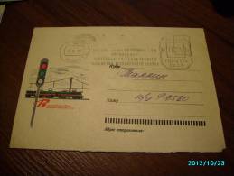 USSR RUSSIA , POSTAL  COVER 1966  TRAFFIC LIGHTS , TRAIN  RAILWAY  , MOSCOW  FRANKING METER - Briefe U. Dokumente