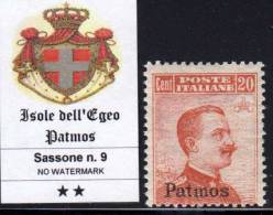 EGEO - PATMOS - N.9 Cat. 500 Euro - GOMMA INTEGRA - MNH** - Egée (Patmo)